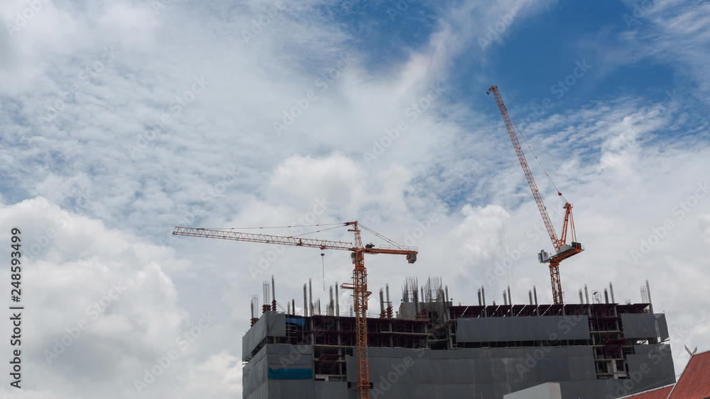 construction crane building industry, skyscraper in the city
