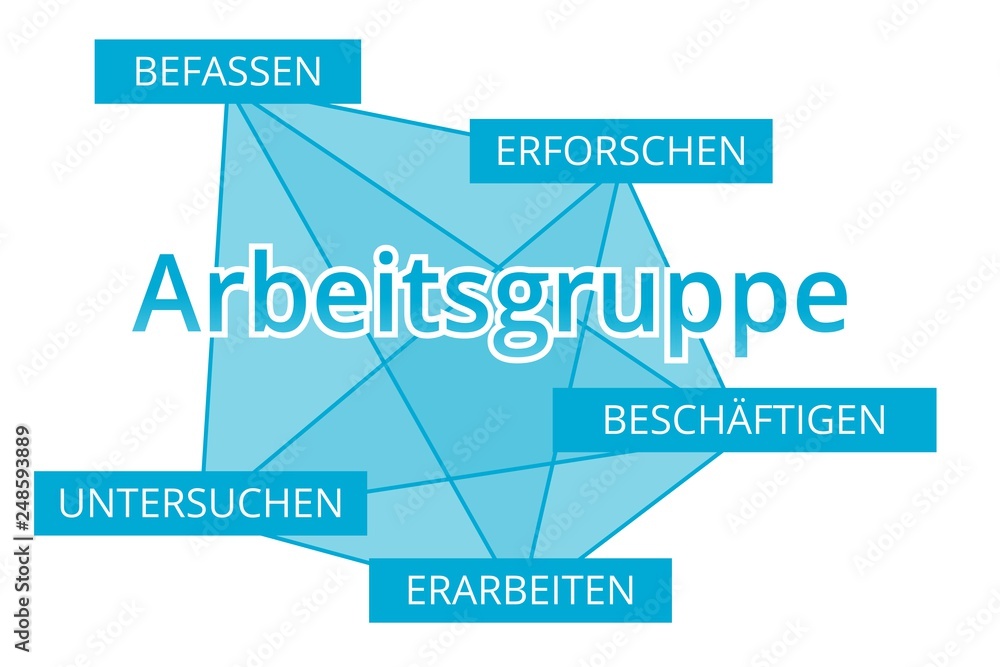 Arbeitsgruppe - Begriffe verbinden, Farbe blau