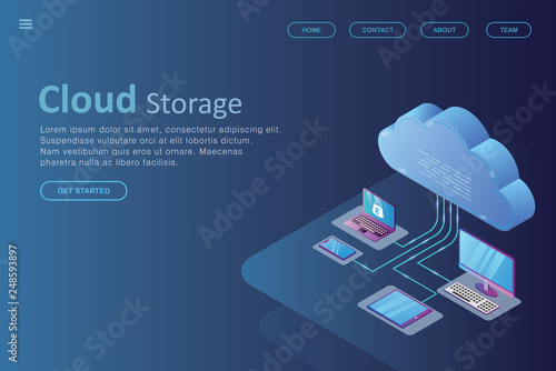 Modern flat design isometric concept of business, smart city background, building construction background