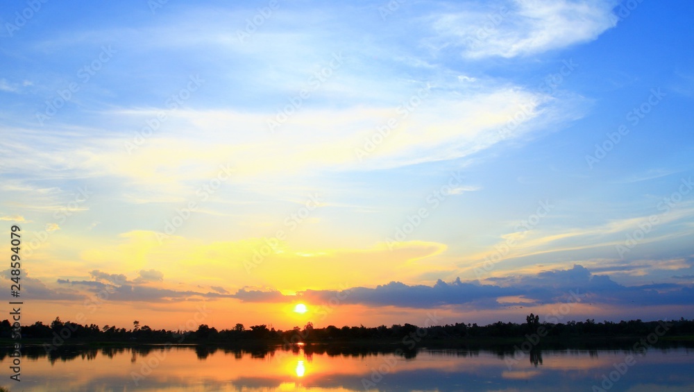 sunset over lake sunset over lake