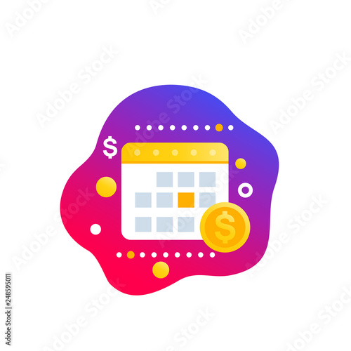 Financial calendar, planning vector icon