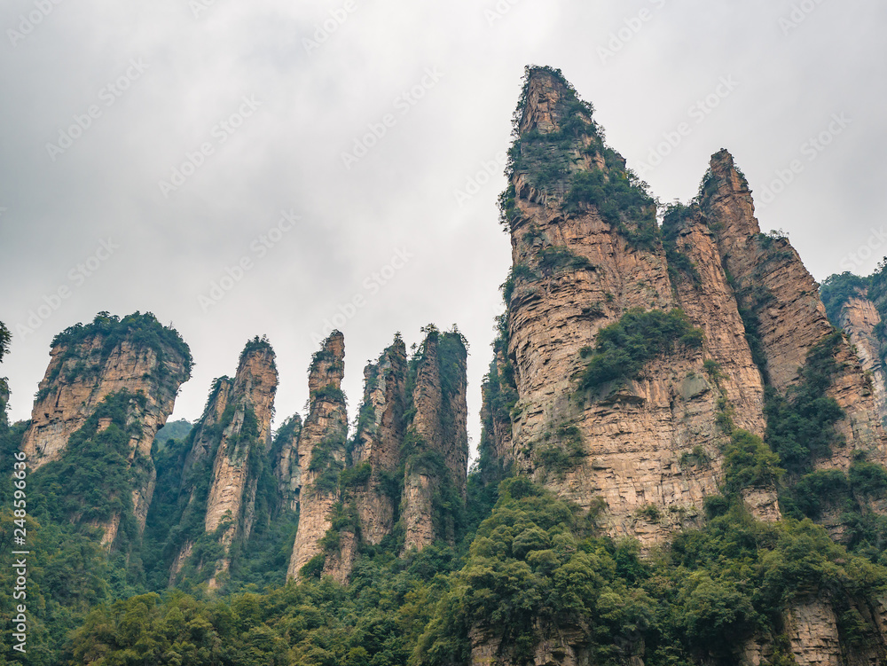 Beautiful mountain yalley of Yuanjiajie or Avartar mountain at Zhangjiajie National Forest Park in Wulingyuan District Zhangjiajie City China