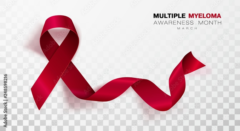 Multiple Myeloma Awareness Month. Burgundy Color Ribbon Isolated On