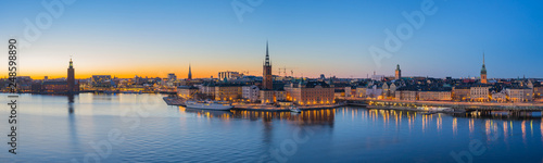 Stockholm skyline at twilight in Stockholm city, Sweden