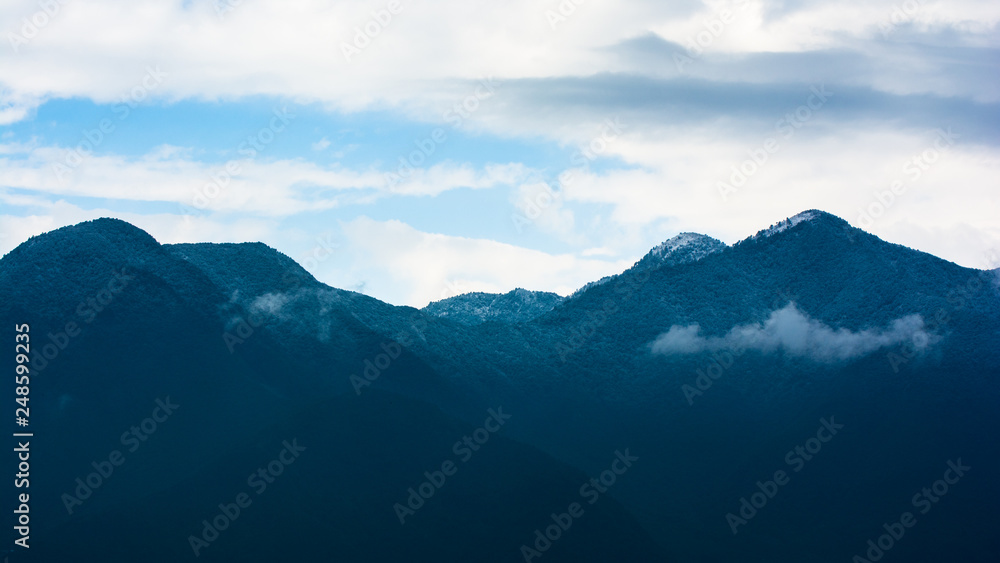 Snowfall, snow covered hill pick from Kathmandu, Nepal, 9 Feb, 2019