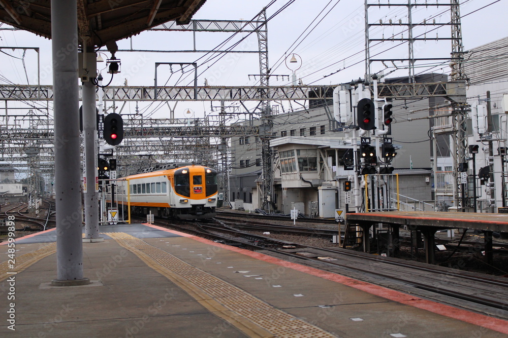 Fototapeta premium A train running in Japan. Kintetsu train