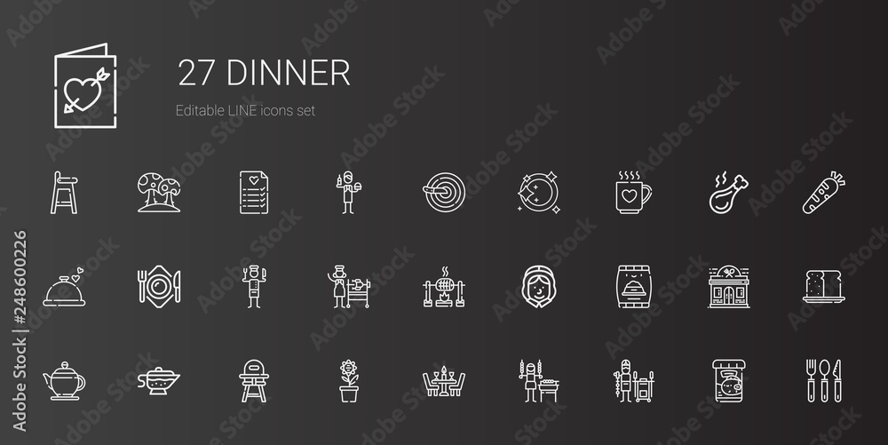 dinner icons set dinner icons set
