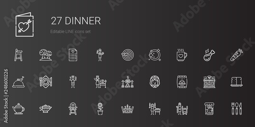 dinner icons set