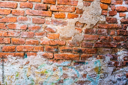 Cracked concrete vintage wall background  old brick wall