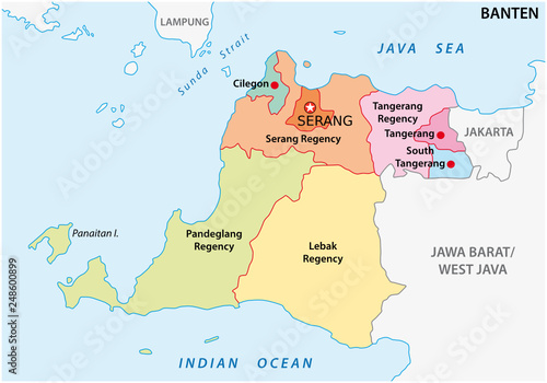 Banten administrative and political vector map  Indonesia