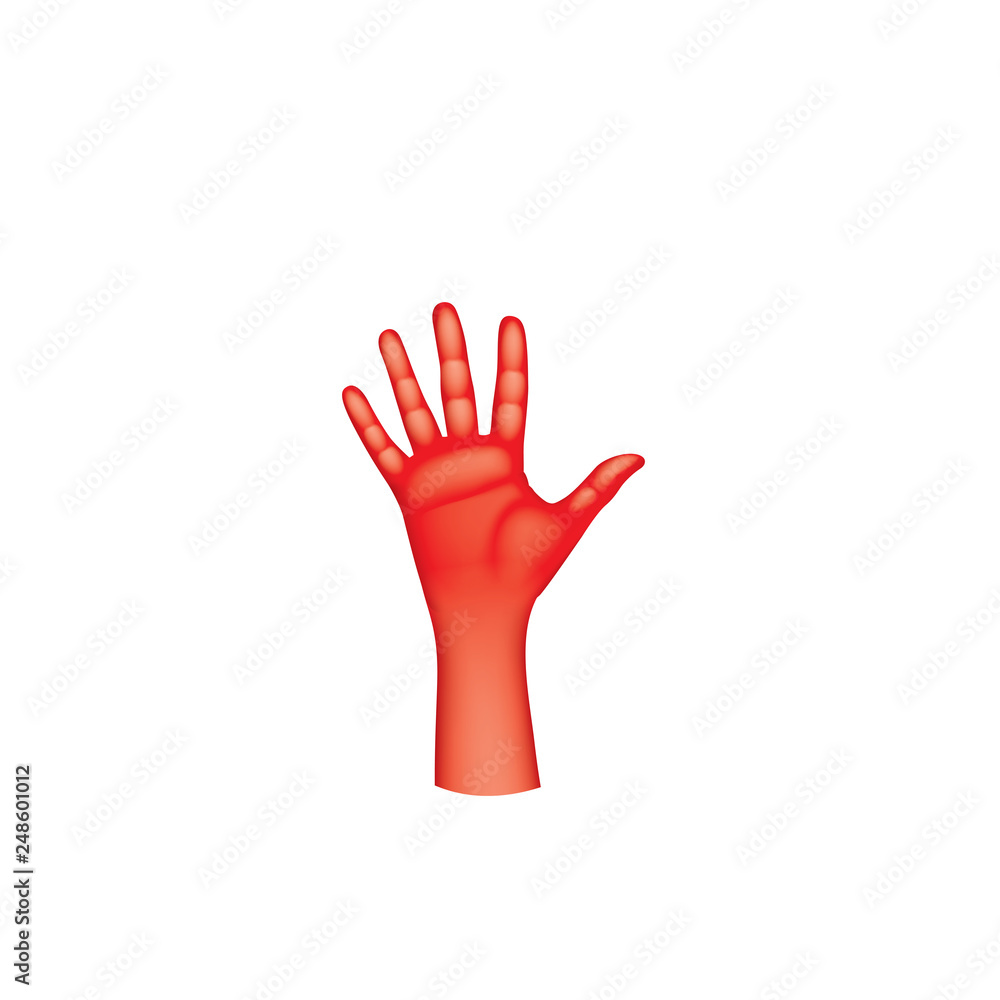 Red flag and hand on white background. Vector illustration Red flag and hand on white background. Vector illustration