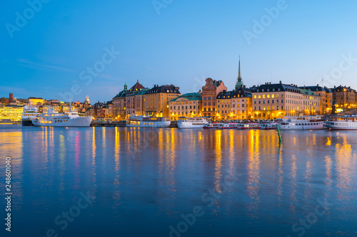 Stockholm skyline at night in Stockholm city, Sweden © orpheus26