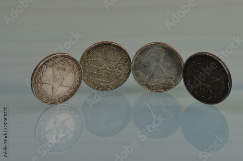 Silver coins of the Soviet Union of 1921-1925 coinage fifty kopeks Soviet art photo