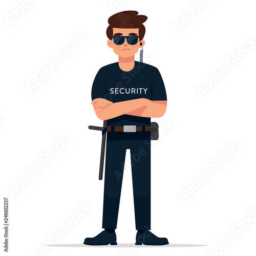 vector illustration of standing man as a security