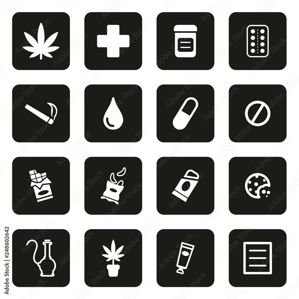 Medical Marijuana Icons White On Black Medical Marijuana Icons White On Black