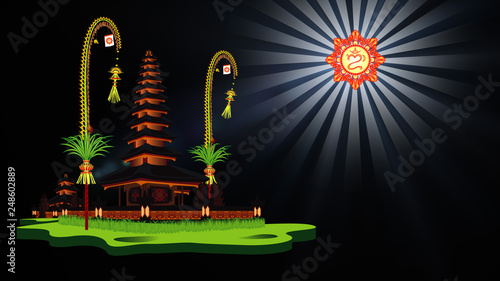 Shining The Holy Ulundanu Balinese Hindu Temple Design With Black Background