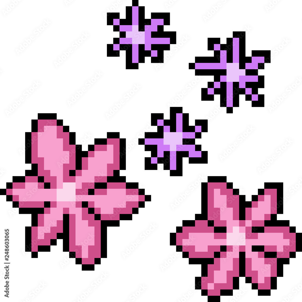 Obraz premium vector pixel art flower set