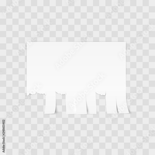 White advertisement Tear-off paper template on white background. Vector illustration