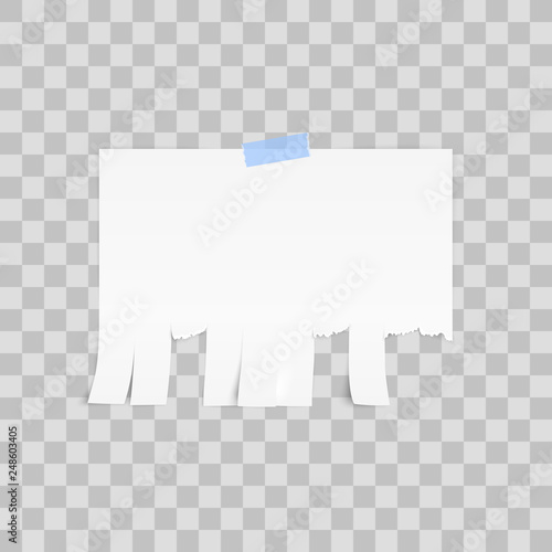 White advertisement Tear-off paper template on white background. Vector illustration