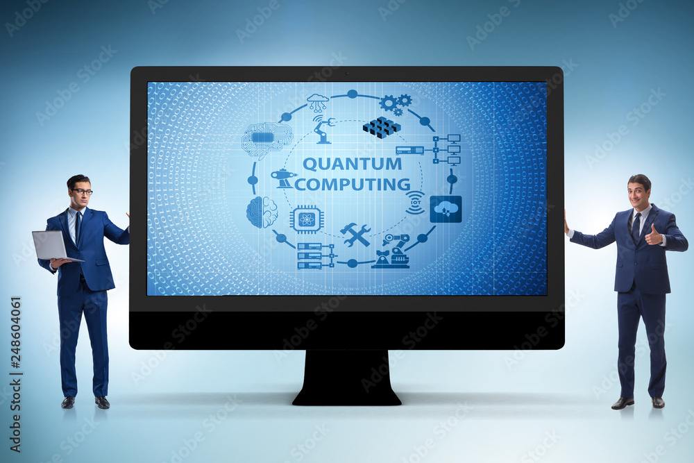 Concept of quantum computing with businessman