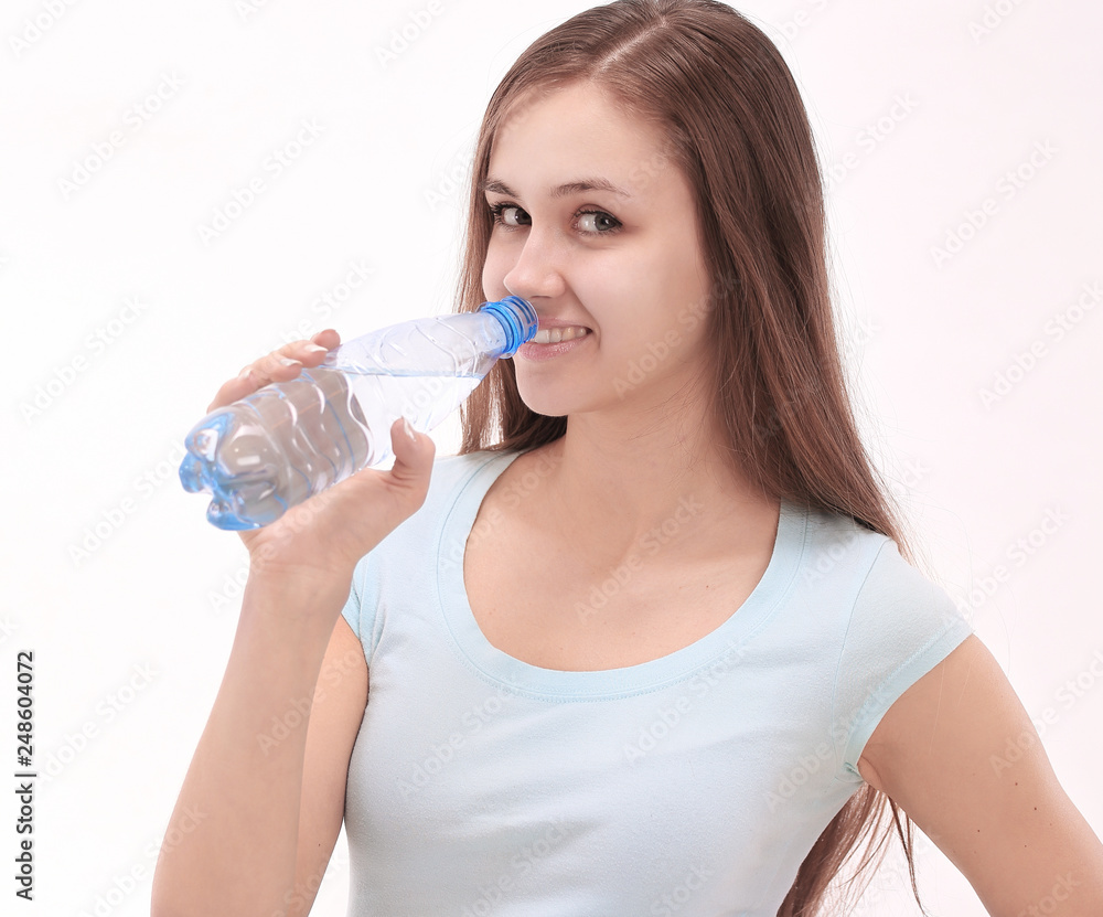 fitness woman with water bottle.isolated on white fitness woman with water bottle.isolated on white