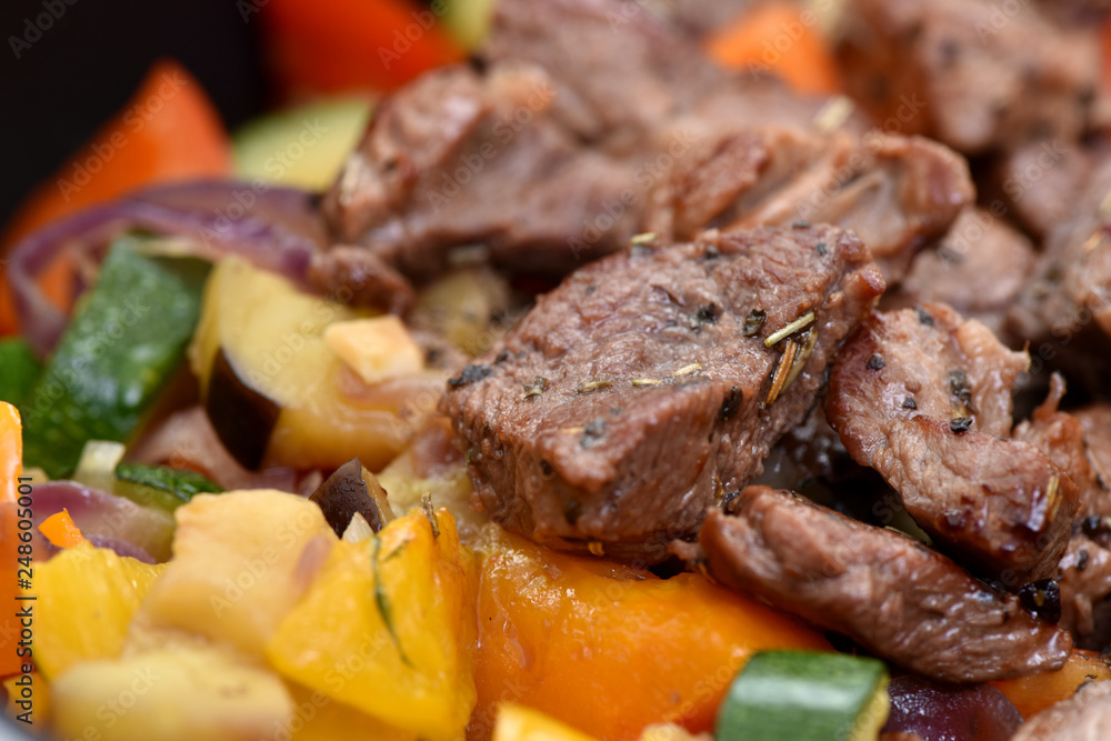 Beef stew with potatoes, carrots and sweet peppers. Beef stew with potatoes, carrots and sweet peppers.