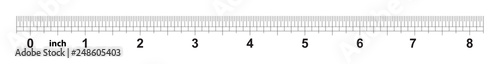 8 inch ruler. The price of division - 32 divisions by inch. Exact length measurement device. Calibration grid.
