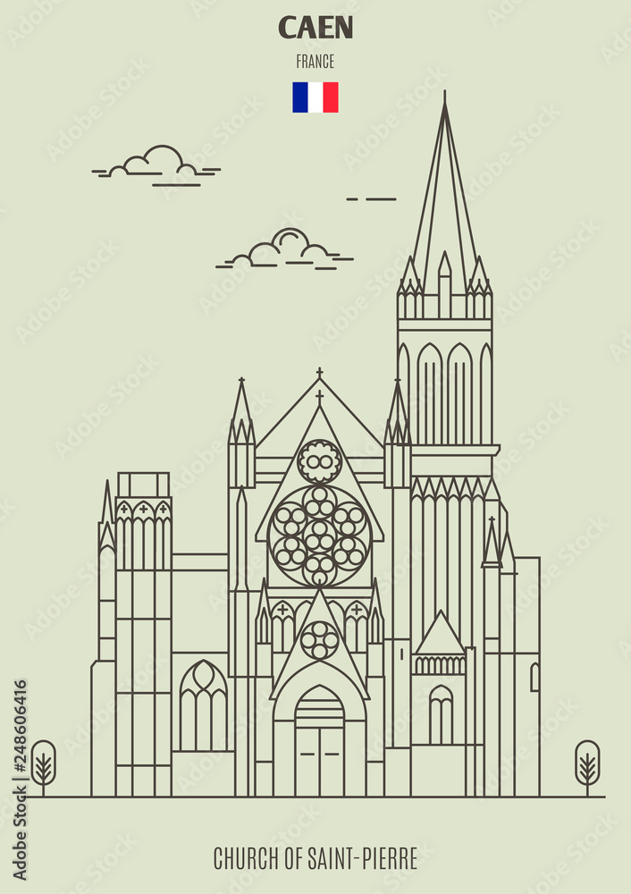 Church of Saint-Pierre in Caen, France. Landmark icon