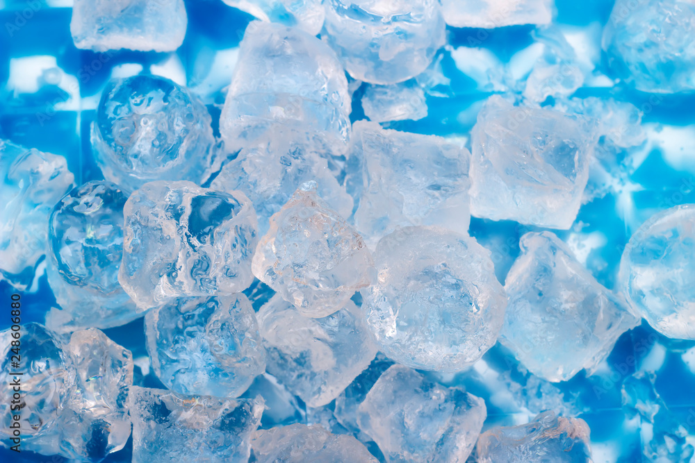 Natural ice cubes from the top background Natural ice cubes from the top background