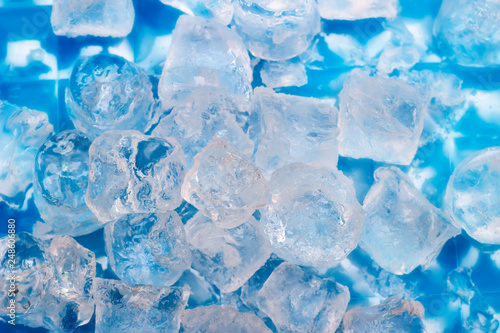 Natural ice cubes from the top background