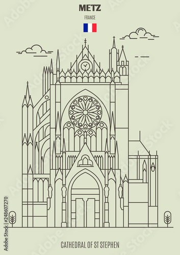 Cathedral of St Stephen in Metz, France. Landmark icon