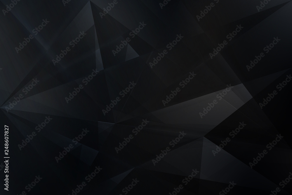 Fototapeta premium Abstract black geometric low polygon background. Triangles mosaic texture