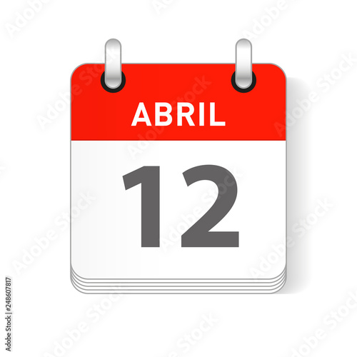 Abril 12, April 12 Calendar Date Design