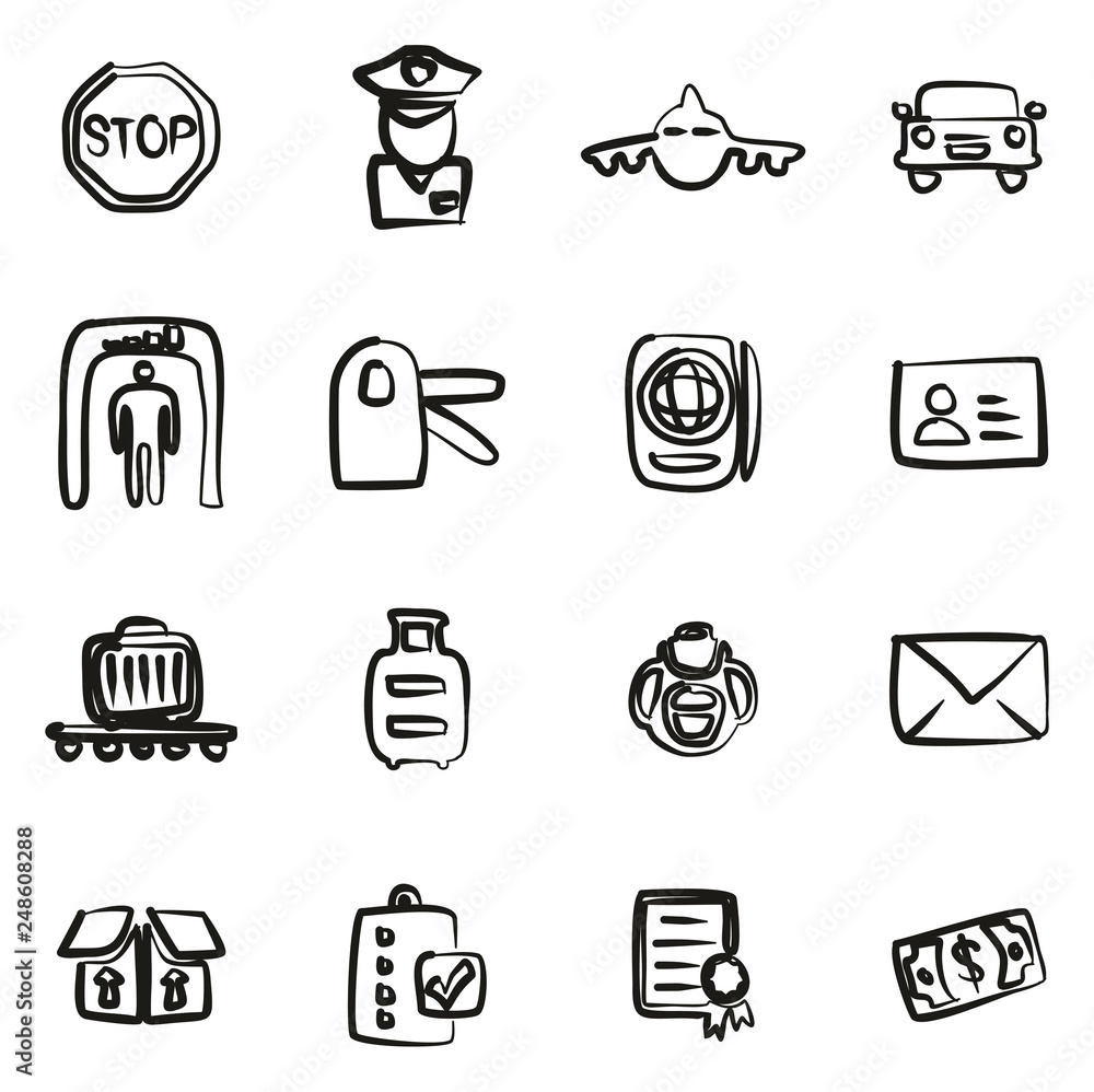 Customs or Duty Icons Freehand Customs or Duty Icons Freehand