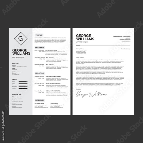 Professional CV resume template design and letterhead / cover letter