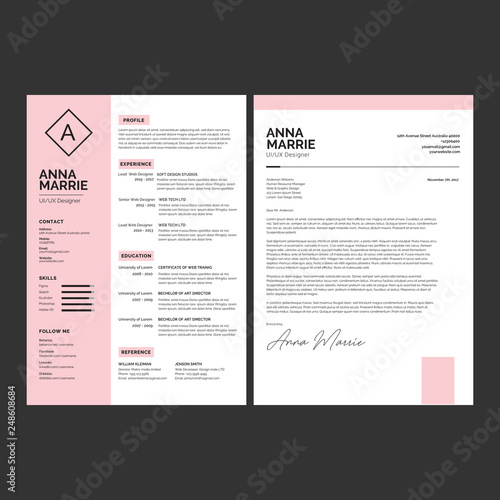 Professional CV resume template design and letterhead / cover letter