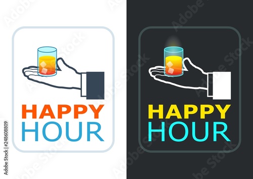 Happy hour. Chalkboard sign.