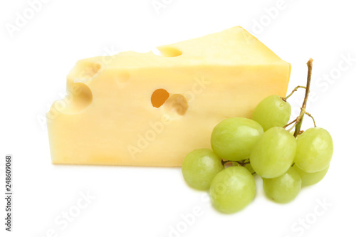 yellow Maasdam cheese and grapes