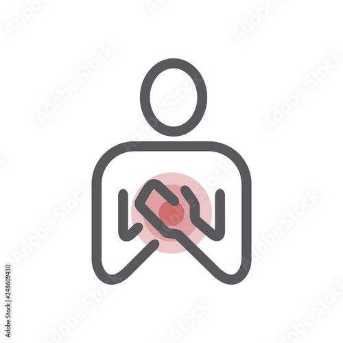 Breast pain line icon. Vector sign for web graphic.