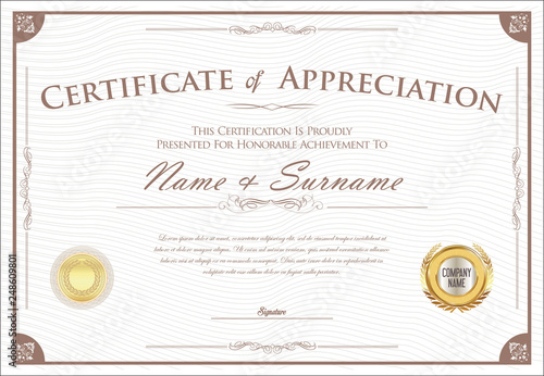 Certificate or diploma retro design template vector illustration