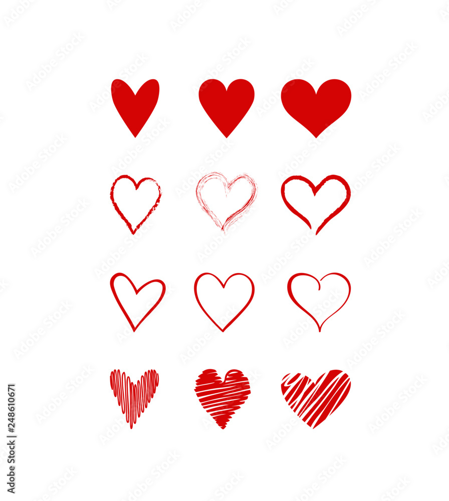 Vector isolated sketches hearts. Vector isolated sketches hearts.