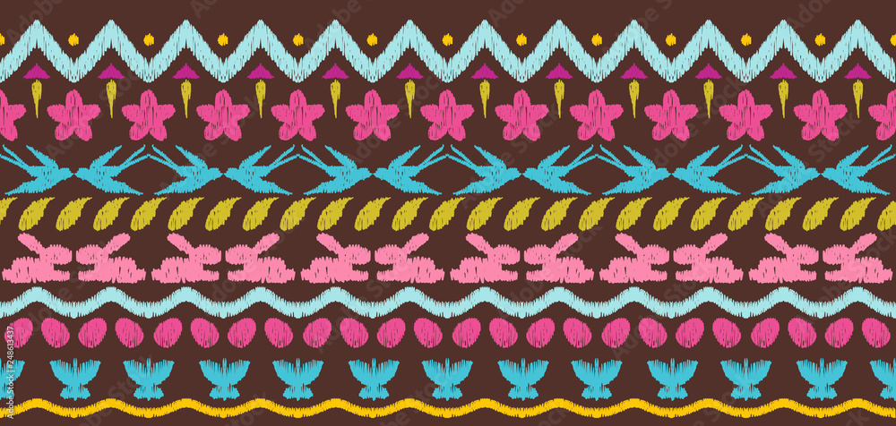 Happy Easter ikat seamless pattern. Happy Easter ikat seamless pattern.