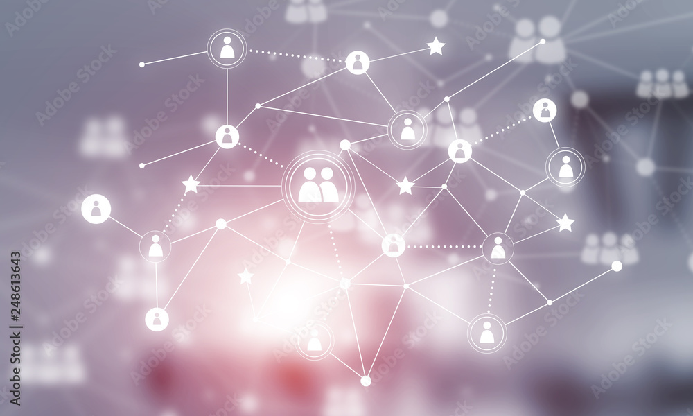 Concept of networking and connection against modern office blurred background Concept of networking and connection against modern office blurred background