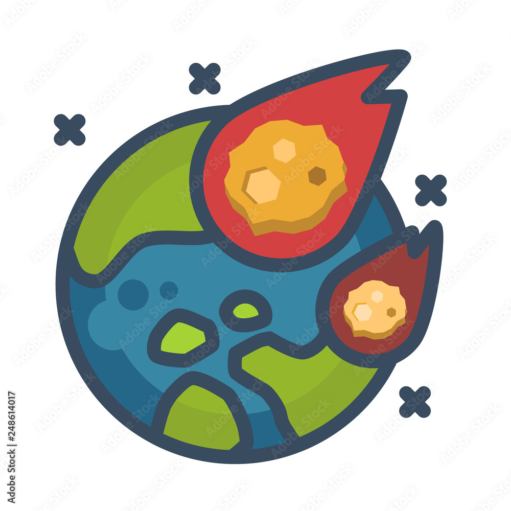 Fototapeta premium Meteorites LineColor illustration