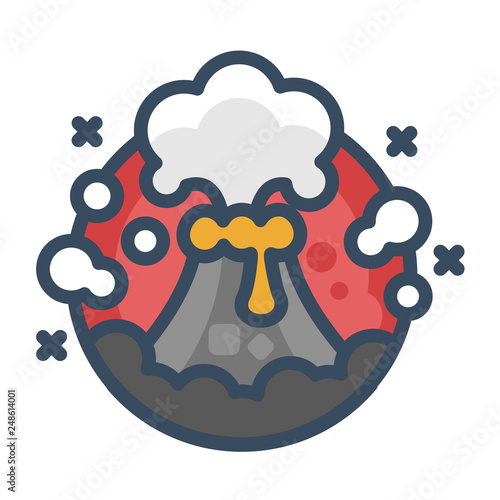 Volcano eruptions LineColor illustration