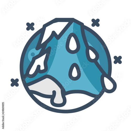 Melting glaciers LineColor illustration