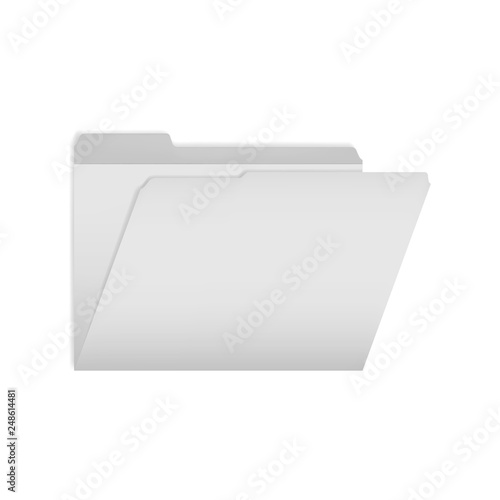 Open empty tabbed file folder isolated on white, realistic vector mockup