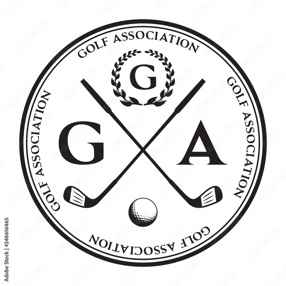 Vector label of golf. Logo of golf championship. Vector illustration