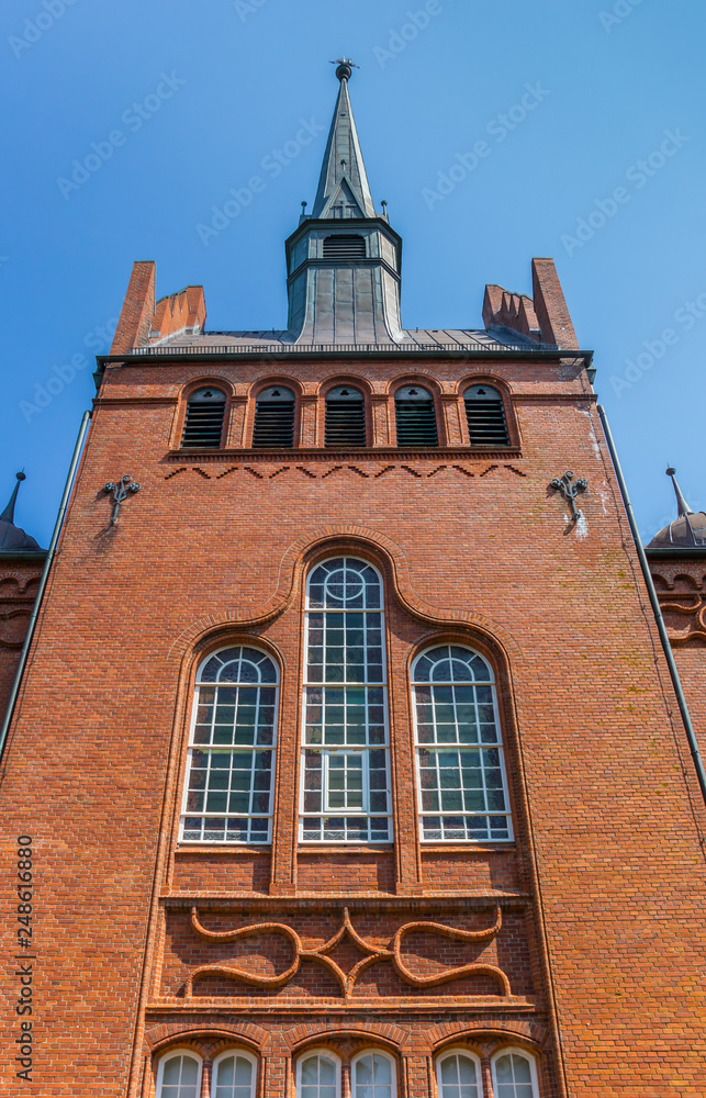 Facade of the reformed church of Borkum, Germany