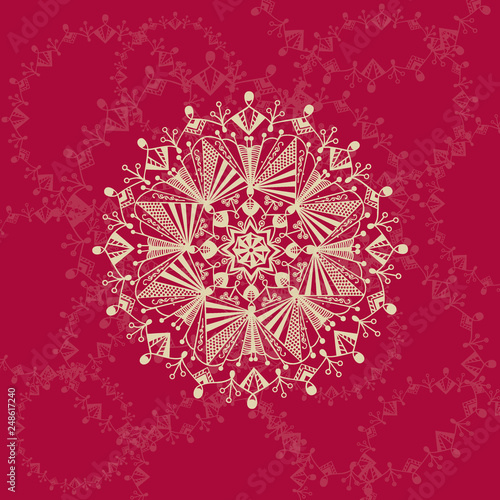Red mandala hand drawing background